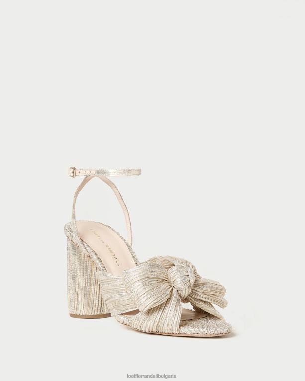 обувки платина Loeffler Randall N248X3 Жени камелия плисирана панделка